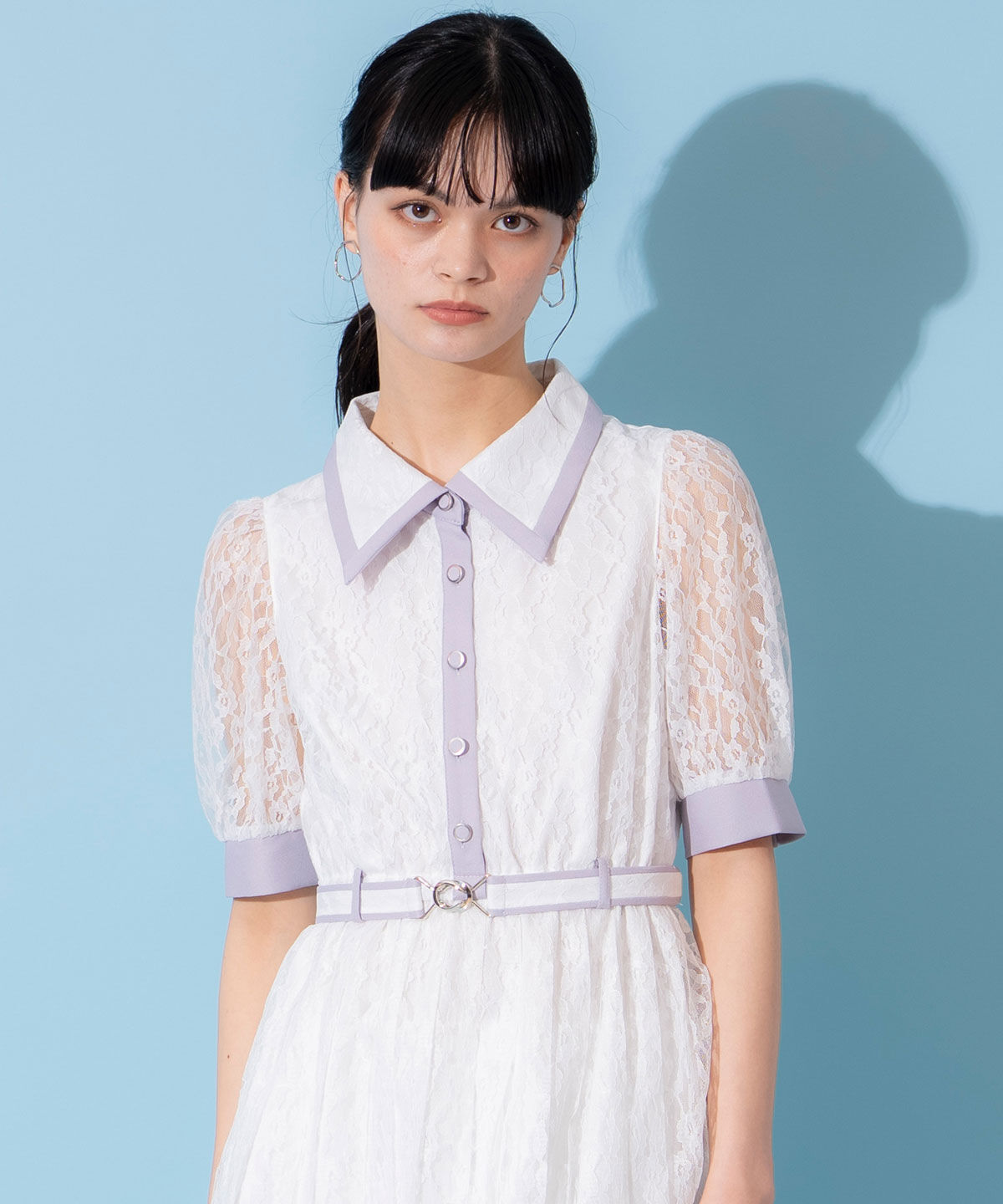 REDYAZEL「バイカラーレースプリーツワンピース」|ワンピース|