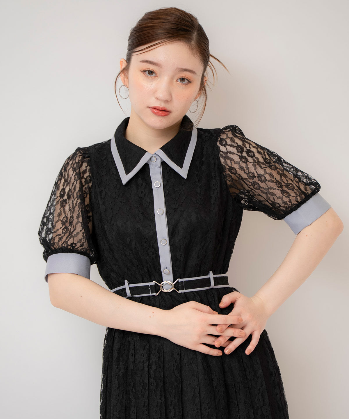 REDYAZEL「バイカラーレースプリーツワンピース」|ワンピース|