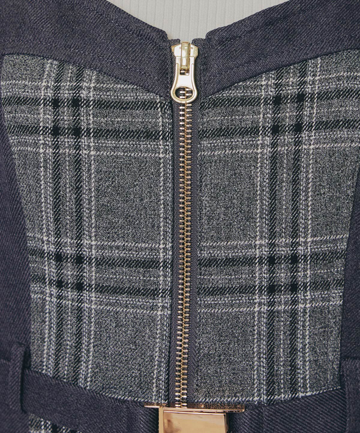 REDYAZEL「フロントジップバイカラーチェックワンピース」|ワンピース|