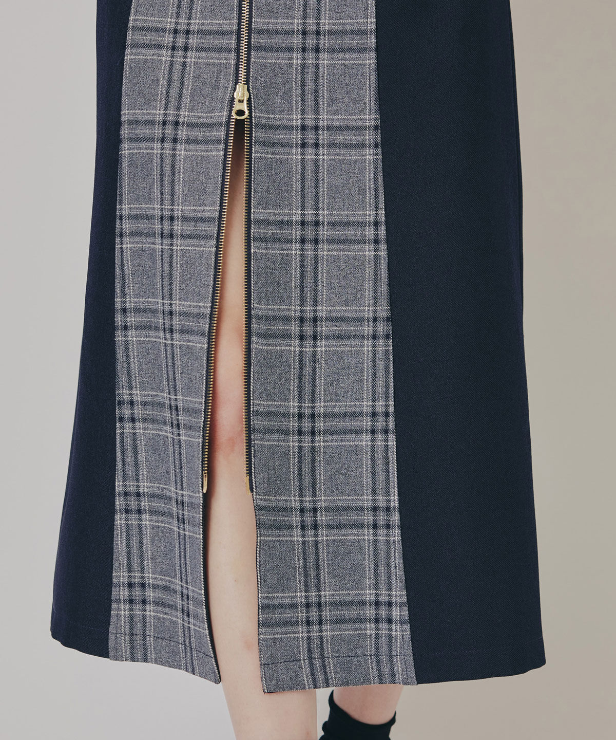 REDYAZEL「フロントジップバイカラーチェックワンピース」|ワンピース|