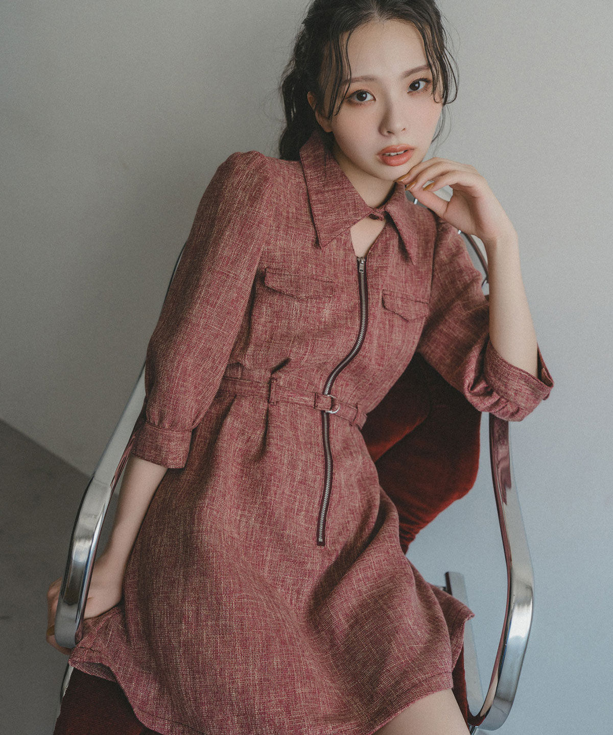 REDYAZEL「カラーミックスフロントZIPワンピース」|ワンピース|