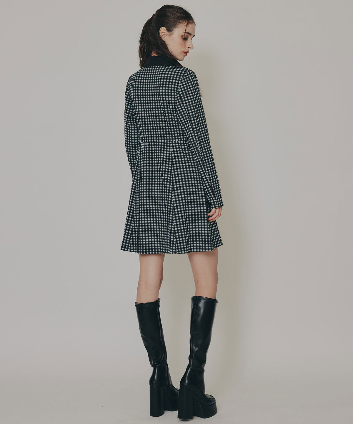 REDYAZEL「チェックバイカラーカットミニワンピース」|ワンピース|