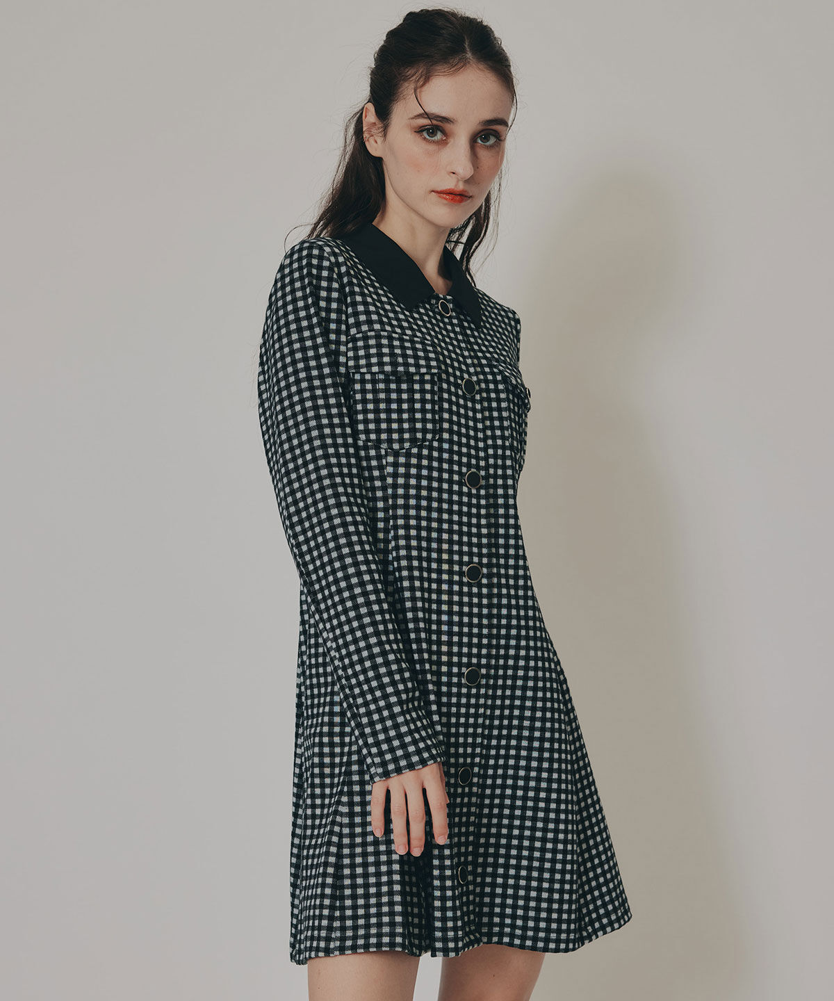 REDYAZEL「チェックバイカラーカットミニワンピース」|ワンピース|