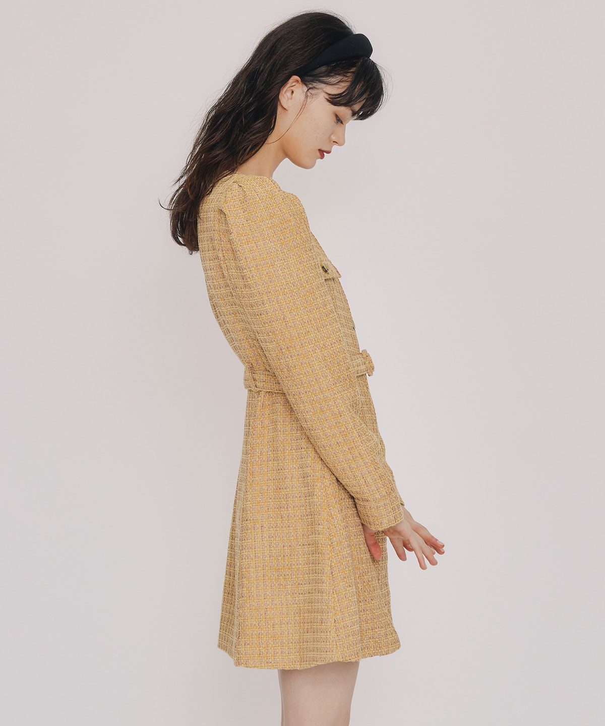 REDYAZEL「MIXツイードパフスリーブミニワンピース」|ワンピース|