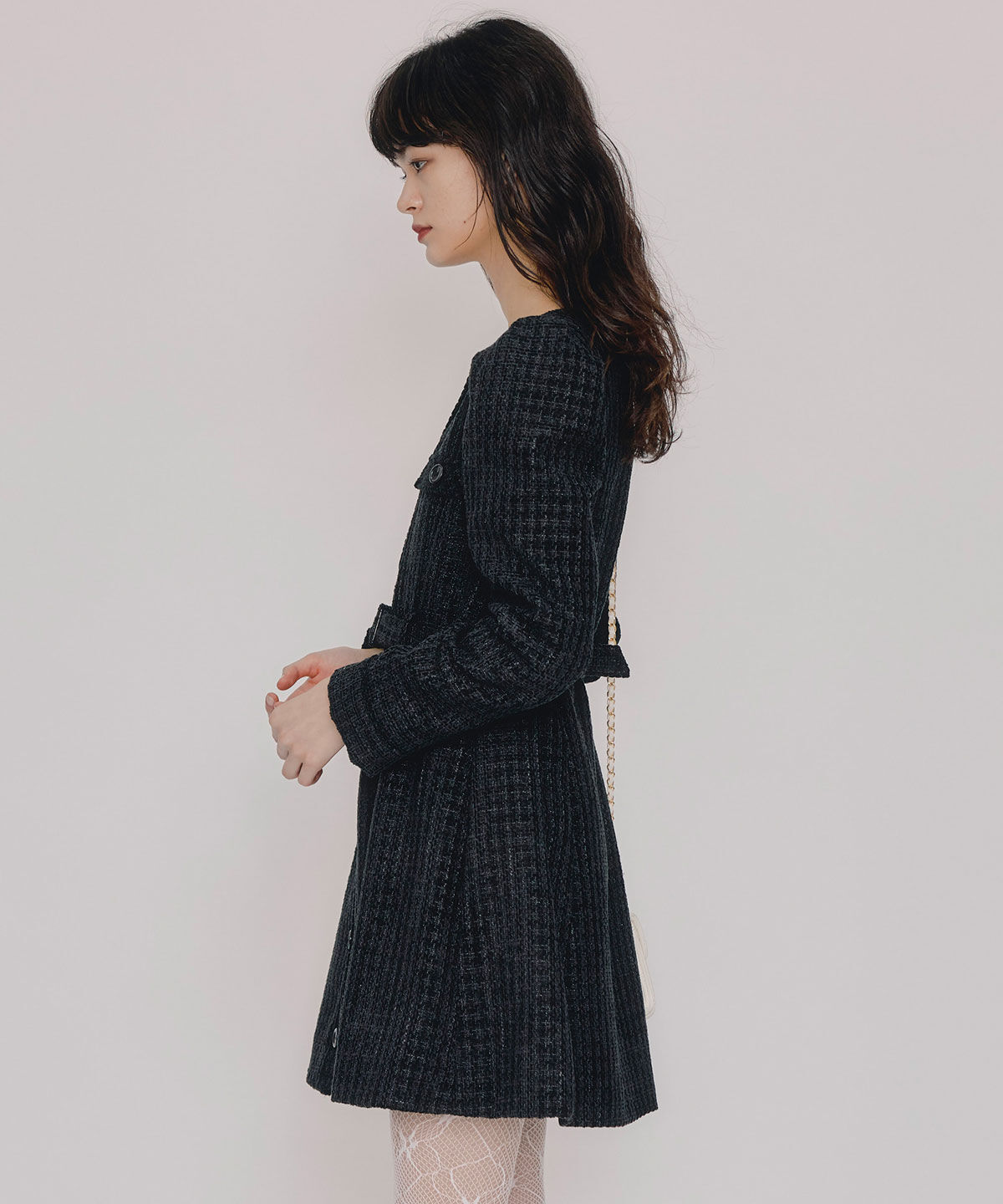 REDYAZEL「MIXツイードパフスリーブミニワンピース」|ワンピース|