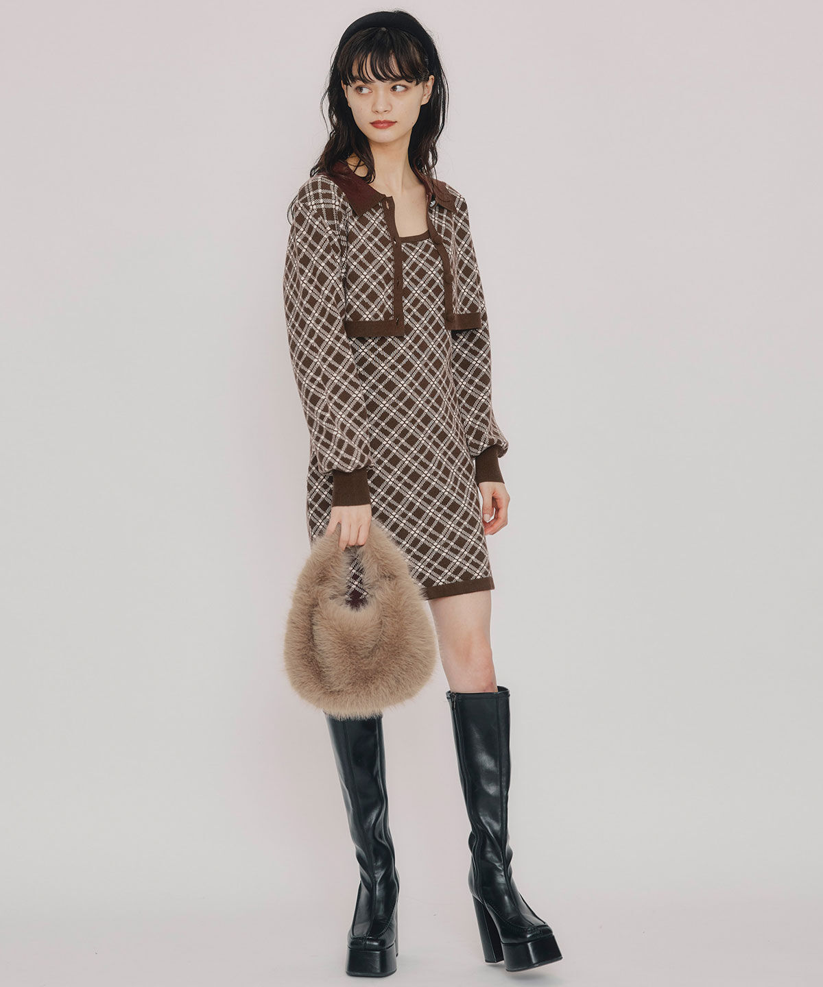 REDYAZEL「ｸﾗｼｶﾙﾆｯﾄｶｰﾃﾞｨｶﾞﾝ&times;ｷｬﾐｿｰﾙﾆｯﾄﾜﾝﾋﾟｰｽｾ  」|ワンピース|