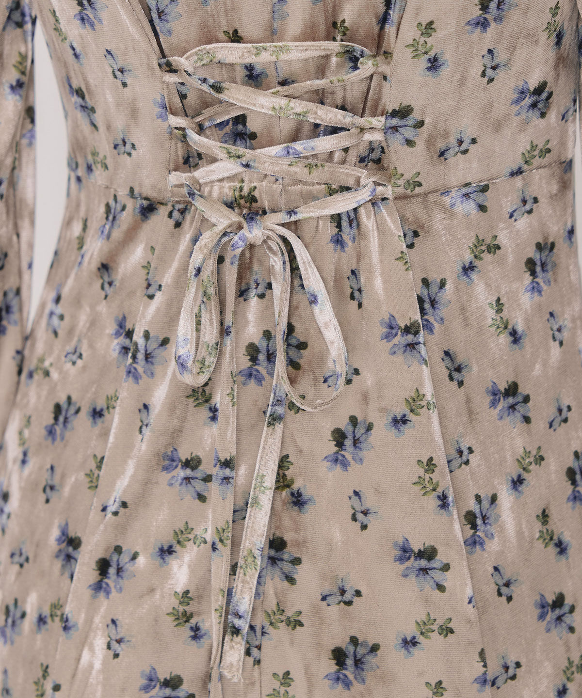 REDYAZEL「クロスリボンフラワーベロアロングワンピース」|ワンピース|