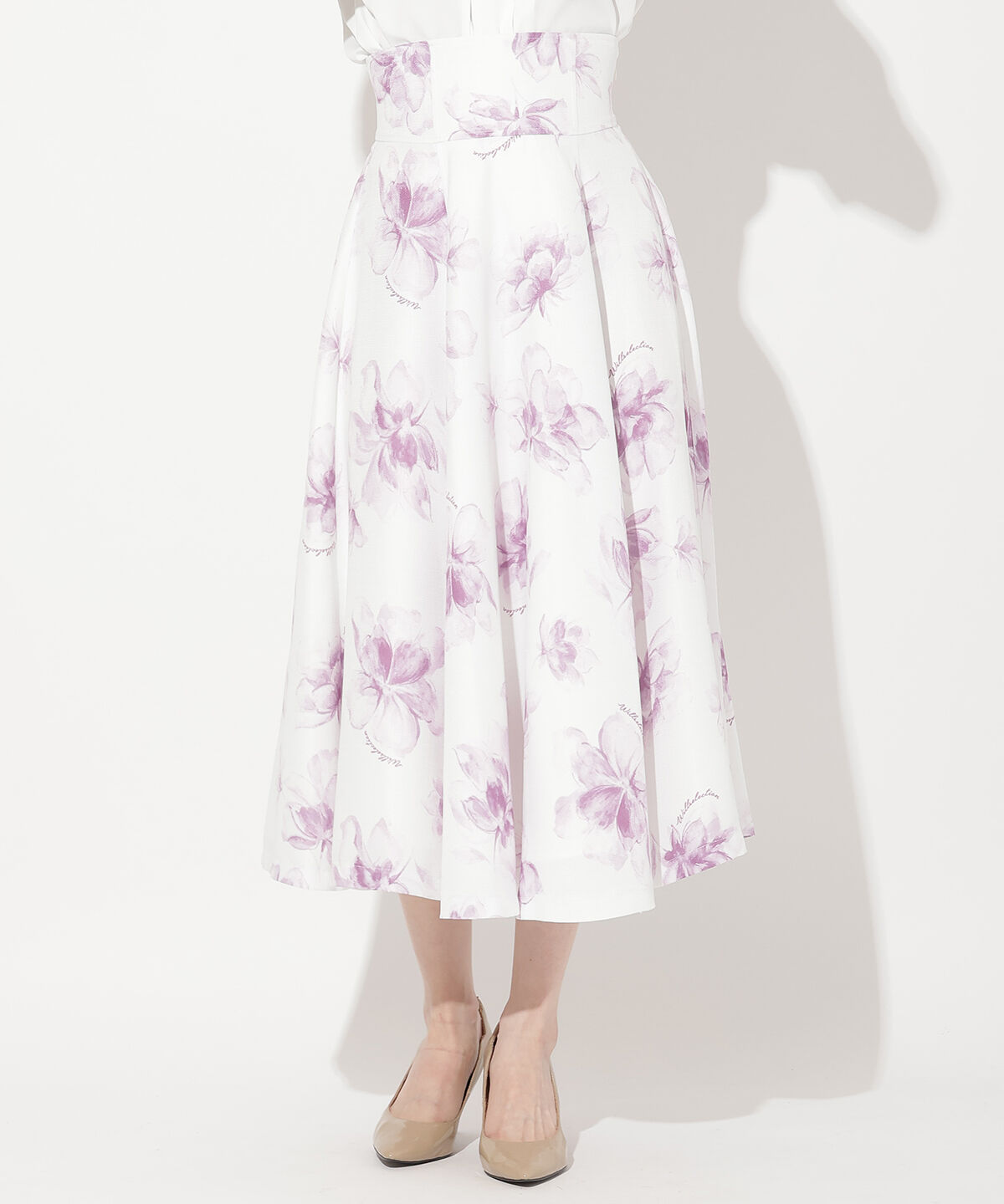 WILLSELECTION「水彩フラワープリントスカート」|フレア|
