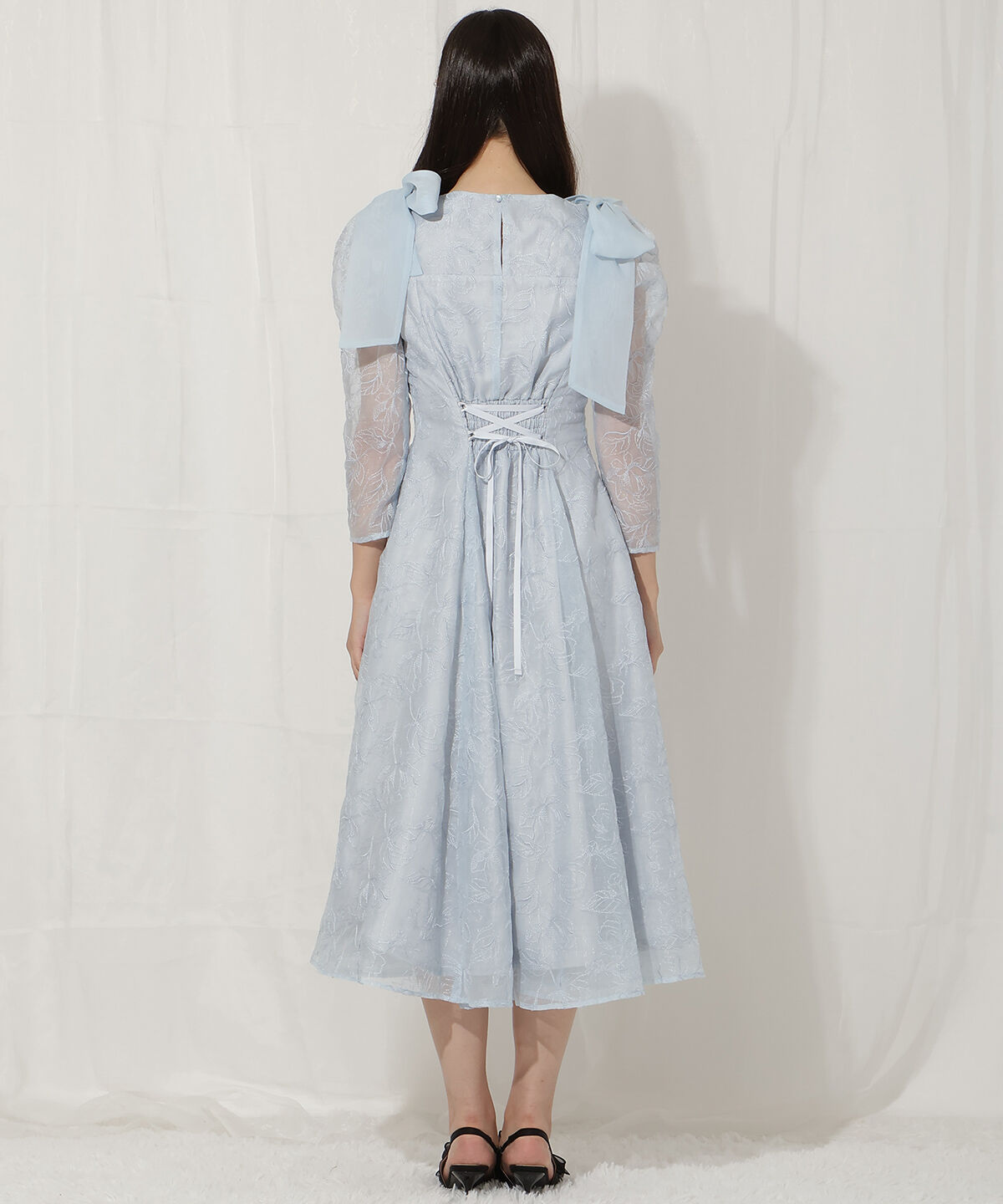 WILLSELECTION「フラワー刺繍肩リボンドレス」|ドレス|