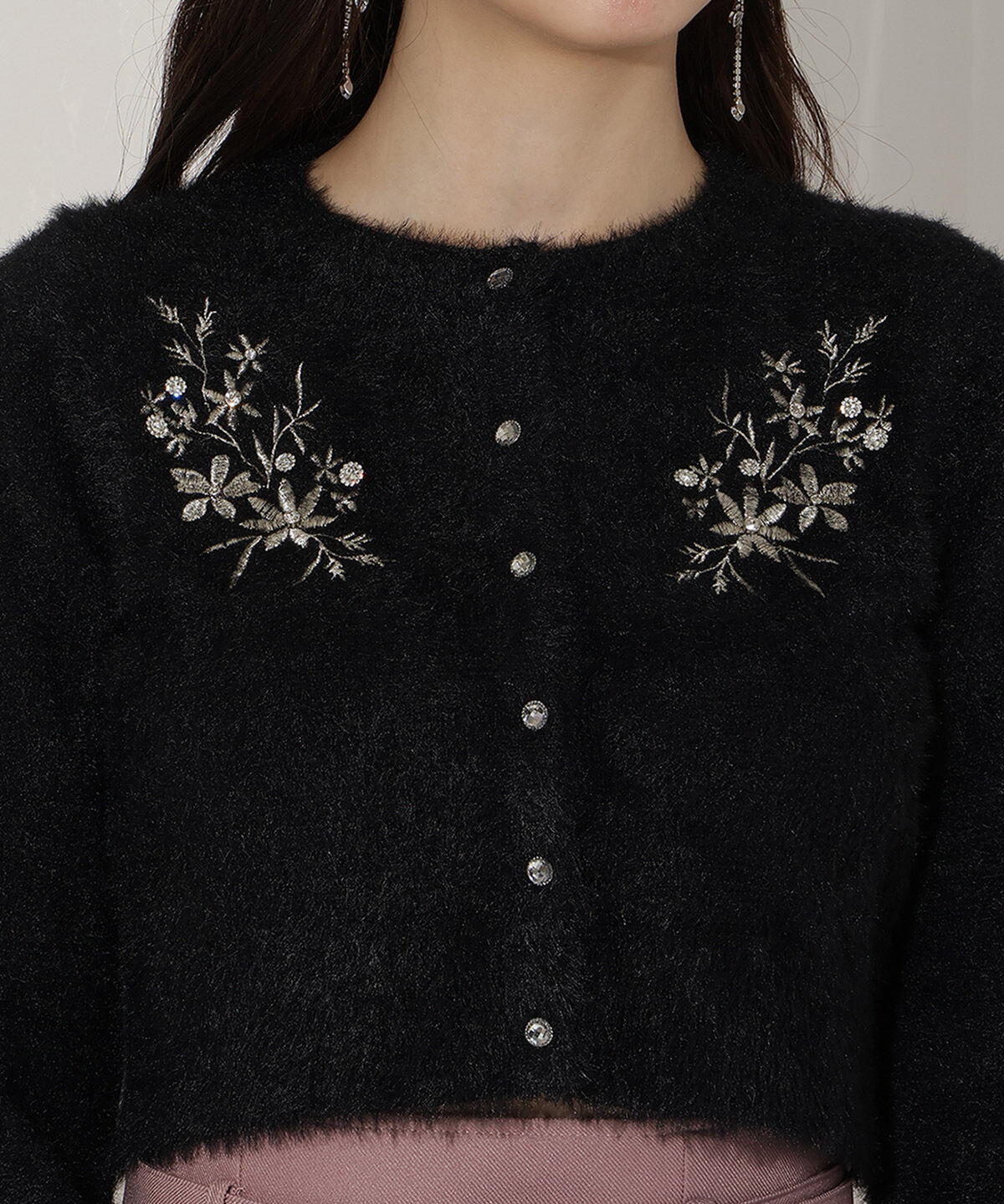 WILLSELECTION「ビジュー付きラメ刺繍カーディガン」|カーディガン|