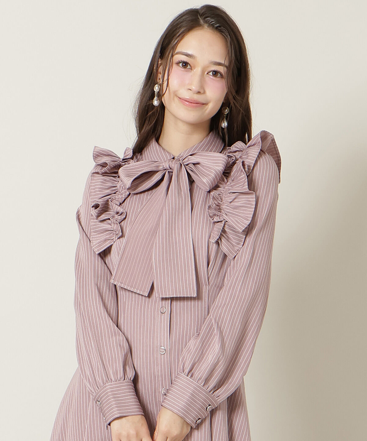 WILLSELECTION「ショルダーフリルリボンタイシャツワンピース」|ワンピース|