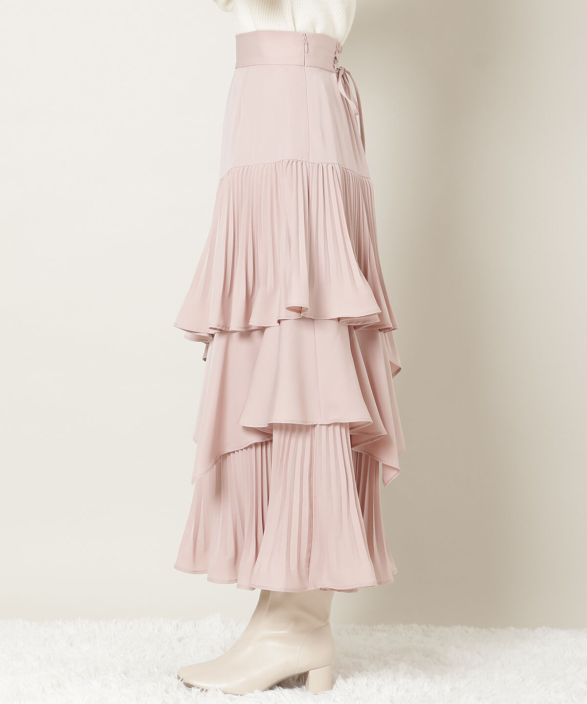 WILLSELECTION「プリーツシフォンティアードスカート」|フレア|