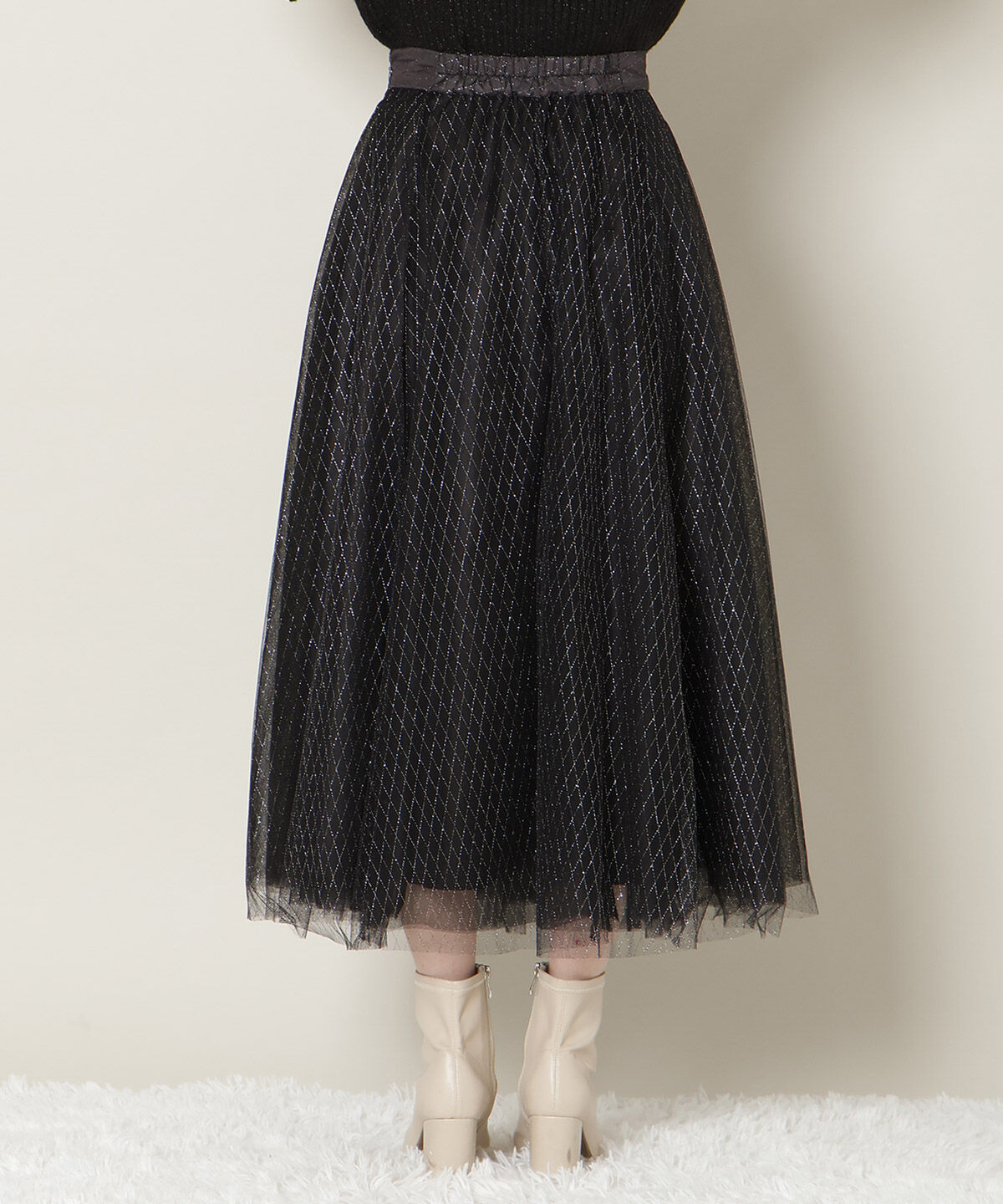 WILLSELECTION「ラメチュールボリュームスカート」|フレア|