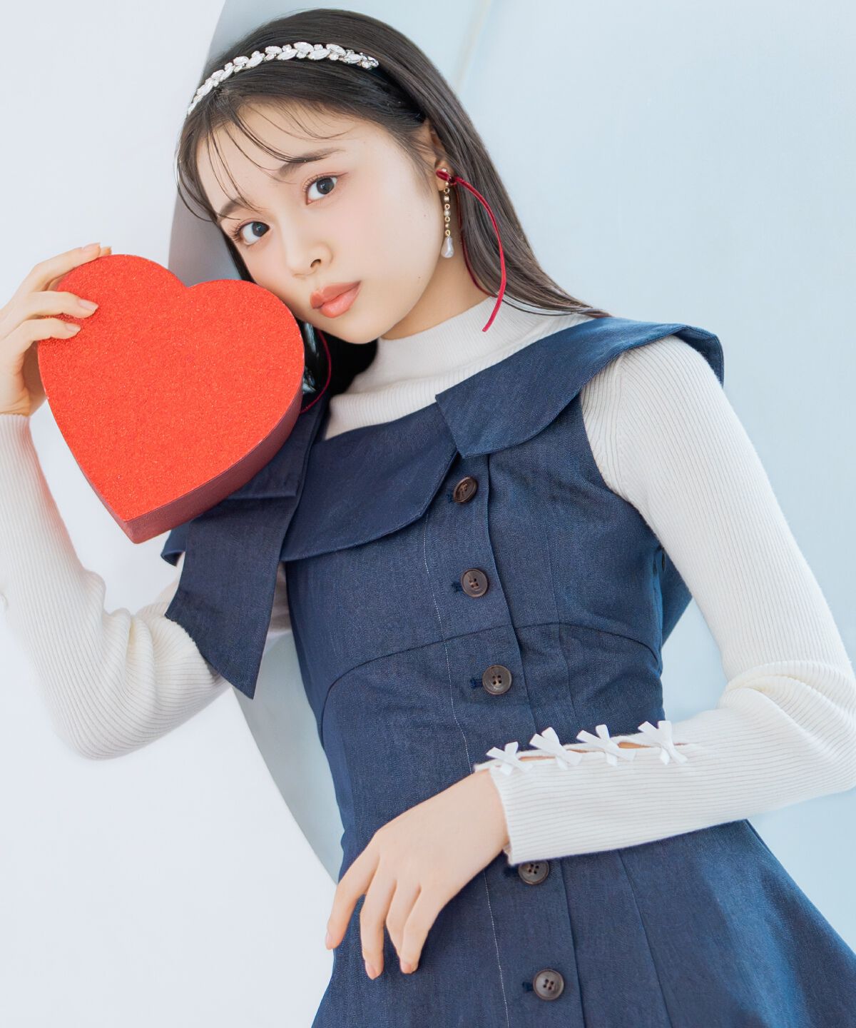 WILLSELECTION「アシンメトリーリボンショルダーワンピース」|ジャンパースカート|