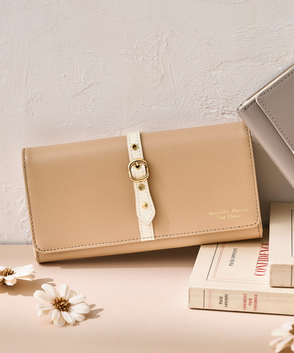 Samantha Thavasa Petit Choice「フロントベルト 長財布」|財布|ベージュ