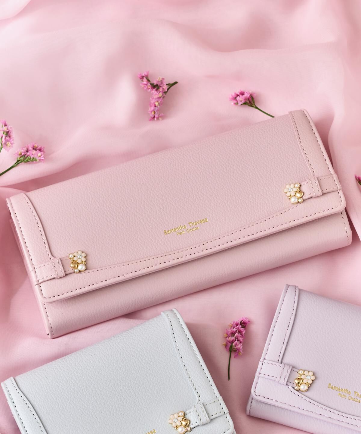 Samantha Thavasa Petit Choice「サイドブローチ 長財布」|財布|ピンク