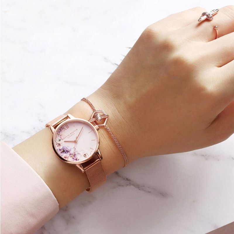 OLIVIA BURTON 「〈OLIVIA BURTON(ｵﾘﾋﾞｱﾊﾞｰﾄﾝ)〉30mmﾛｰｽﾞｺﾞｰﾙﾄﾞﾒｯｼｭ ｳｫｰﾀｰｶﾗｰﾌﾙｰﾗﾙ」|腕時計|