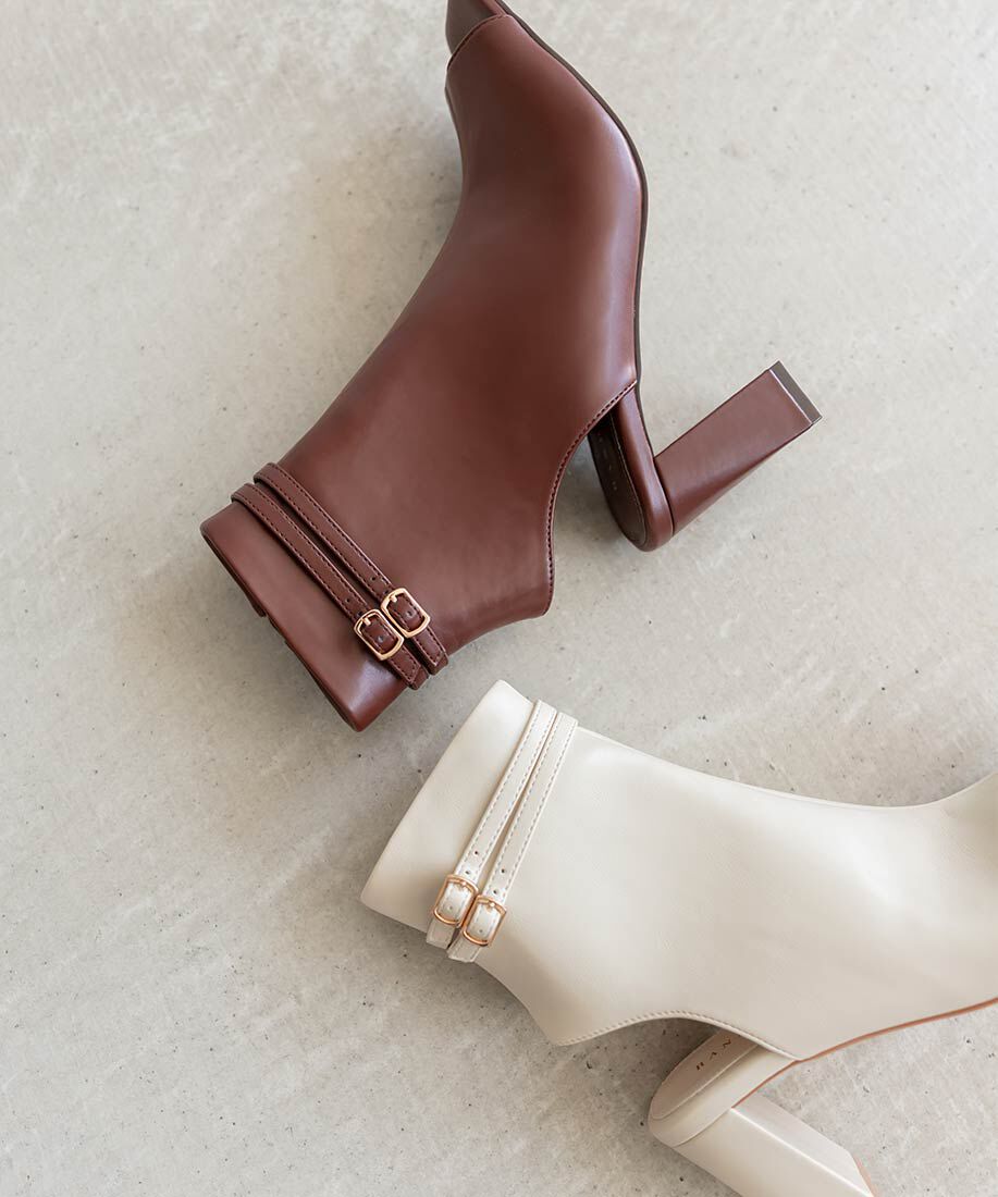  「2WAY オープントゥストレッチショートブーツ」|ショートブーツ|