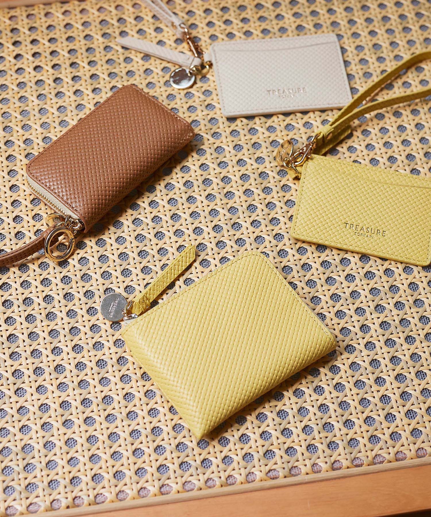 TOPKAPI BREATH「【TREASURE TOPKAPI】クロスエンボス レザー L字ファスナー ミニ 財布」|財布|