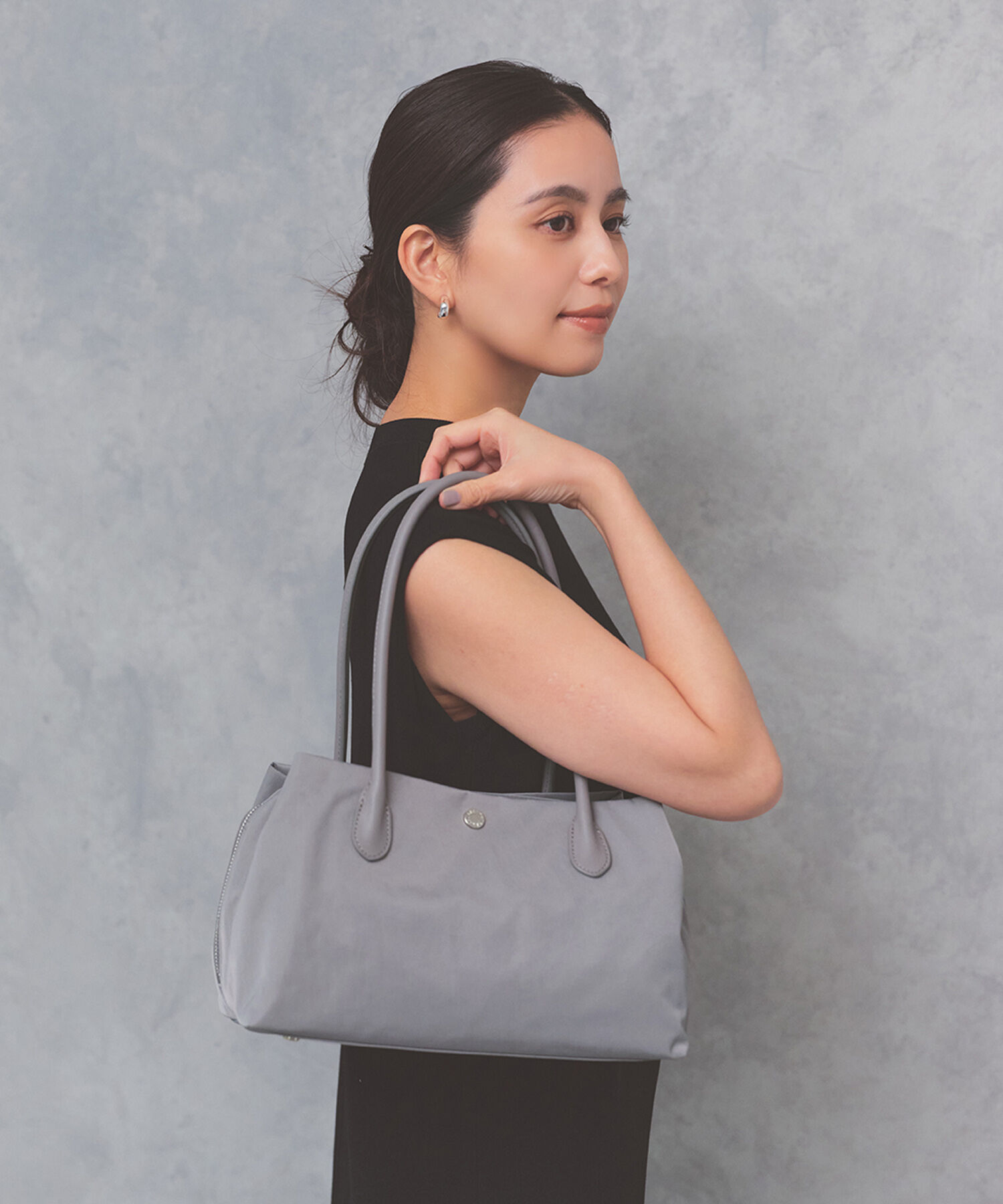 TOPKAPI BREATH「【Breath TOPKAPI】ALINE アライン ナイロン ボストン ミニ トートバッグ　軽量 / 肩掛け / 大容量 / 通勤」|ボストンバッグ|グレー