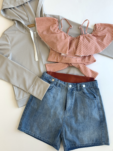 PEAK&PINE「ゆったりシルエットハイウエストデニムショートパンツ」|その他|