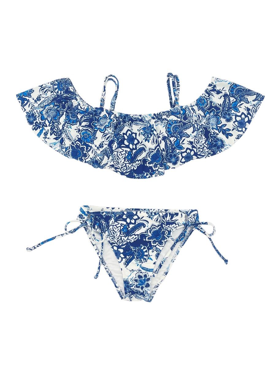 PEAK&PINE「エスニック更紗柄オフショルダービキニ」|ビキニ|ブルー