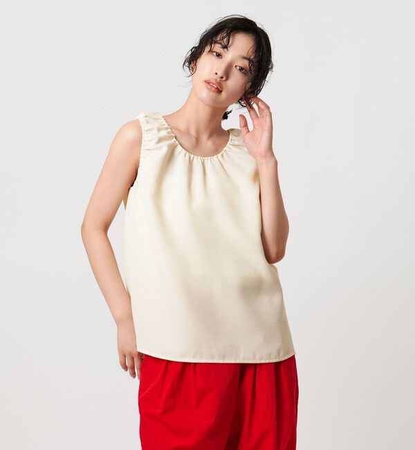 UNITED ARROWS「COMFY ギャザーノースリーブブラウス -吸水速乾 UVカット ウォッシャブル-」|シャツ・ブラウス|OFF WHITE