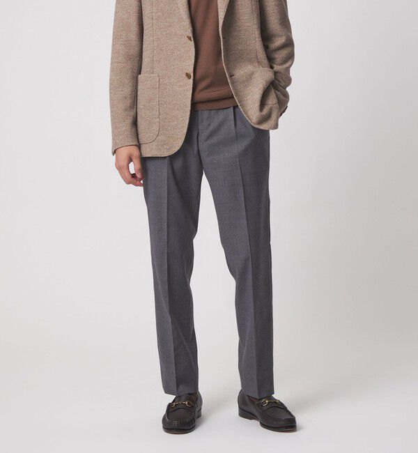 UNITED ARROWS「スリムテーパード サイドシャーリング 1プリーツ スラックス ストレッチ 防しわ」|スラックス|MD.GRAY