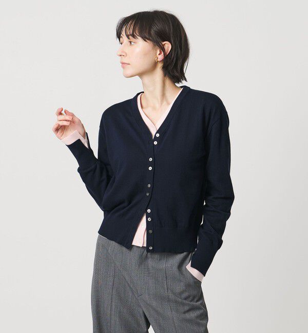 UNITED ARROWS「Vネック カーディガン」|カーディガン|NAVY