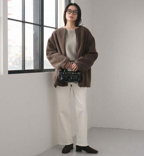 size SHORTあり］ボア ノーカラー ブルゾン（UNITED ARROWS green