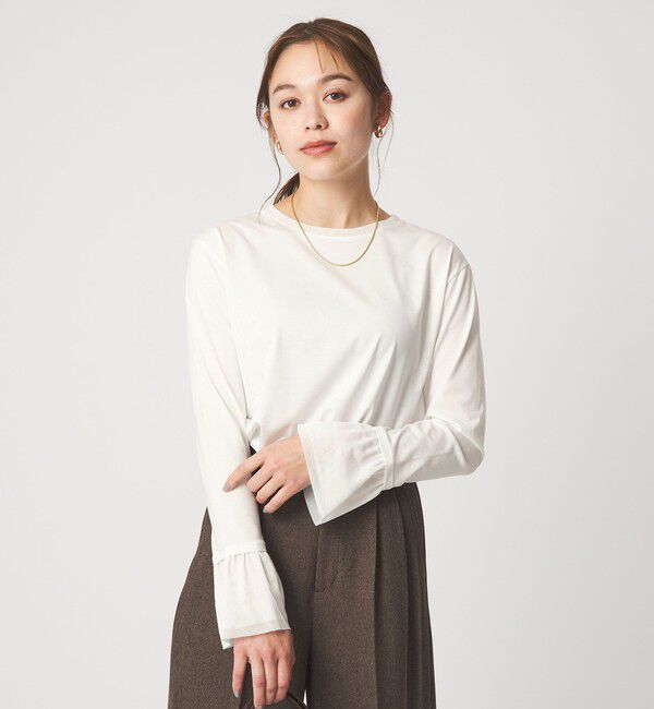 UNITED ARROWS green label relaxing「ソデ チュール プルオーバー」|Tシャツ・カットソー|OFF WHITE