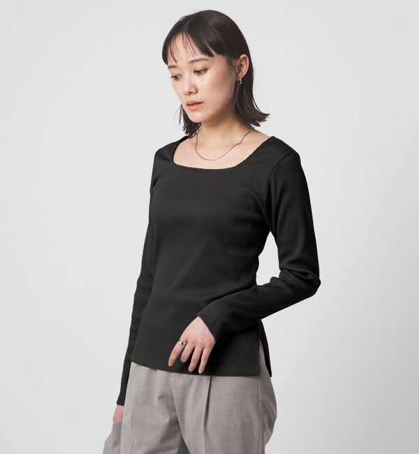 UNITED ARROWS green label relaxing「ブライトリブ スクエアネック ロングスリーブ カットソー」|Tシャツ・カットソー|