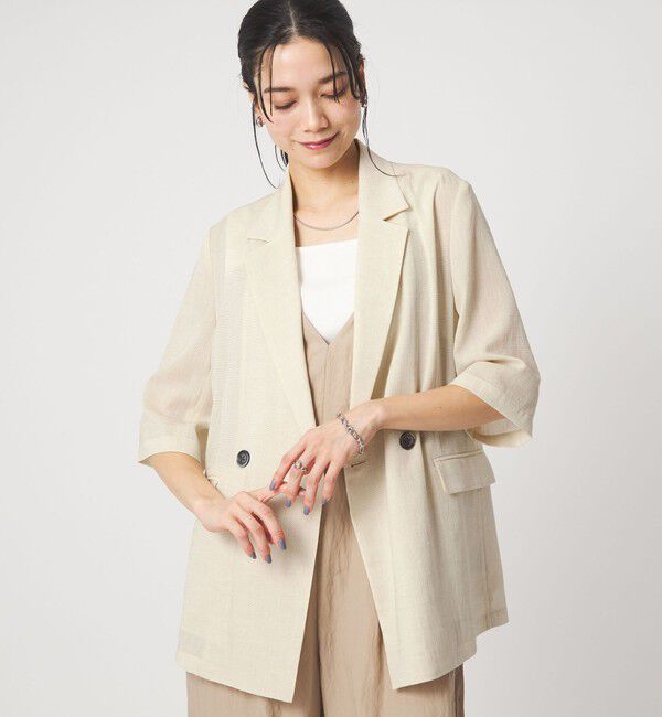 UNITED ARROWS green label relaxing「【結論シリーズ】シアーエアミドルスリーブジャケット［size SHORTあり］」|テーラードジャケット|NATURAL