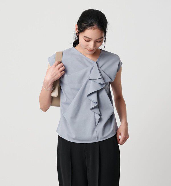 BEAUTY&YOUTH UNITED ARROWS「【WEB限定】ラッフルフレンチスリーブ プルオーバー -汗染み防止-」|Tシャツ・カットソー|LT.BLUE