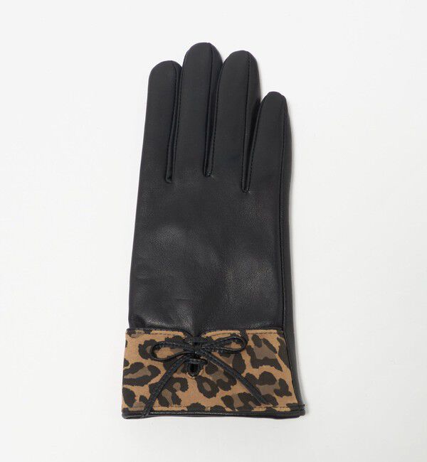 BEAUTY&YOUTH UNITED ARROWS「レザー&times;レオパードスエード コンビ リボン グローブ」|手袋|