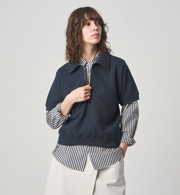 STEVEN ALAN「＜Steven Alan＞コットン スウェット ハーフジップ プルオーバー」|Tシャツ・カットソー|NAVY