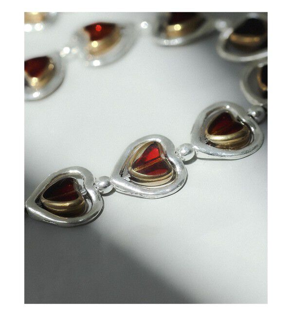 Ray BEAMS 「〇Otro Accesorio / ハート レイヤード ブレスレッド」|ブレスレット・バングル|RED