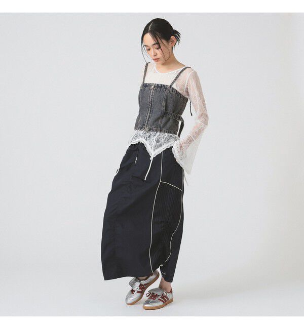 Ray BEAMS 「ストライプ キリカエ トラックスカート」|スカート|