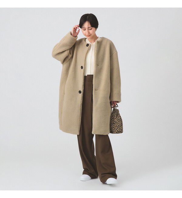 Ray BEAMS 「GYMPHLEX / ボア ノーカラー コート」|ダッフルコート|