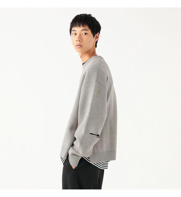 BEAMS「ワイドショートフィット 12ゲージ スリットニット」|ニット・セーター|