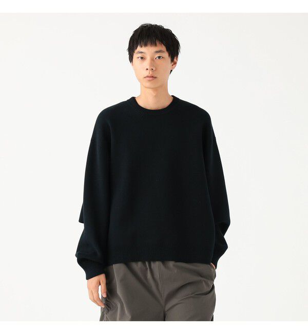 BEAMS「ワイドショートフィット 12ゲージ スリットニット」|ニット・セーター|