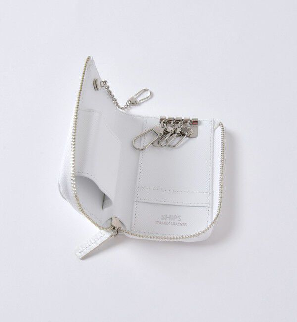 SHIPS「SHIPS:【SAFFIANO LEATHER】 イタリアンレザー キーケース」|キーケース|ホワイト