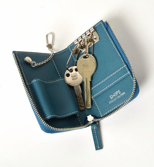 SHIPS「SHIPS:【SAFFIANO LEATHER】 イタリアンレザー キーケース」|キーケース|ロイヤルブルー