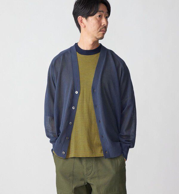 SHIPS「SHIPS: コットン/リネン サマーニット シアー Vカーディガン」|カーディガン|