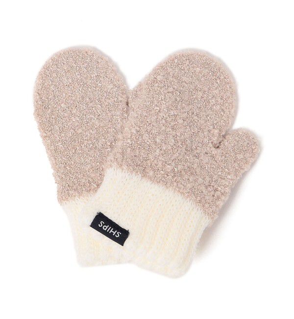 SHIPS KIDS「SHIPS KIDS:ベビー ふわもこ ミトン 手袋」|手袋|ベージュ系