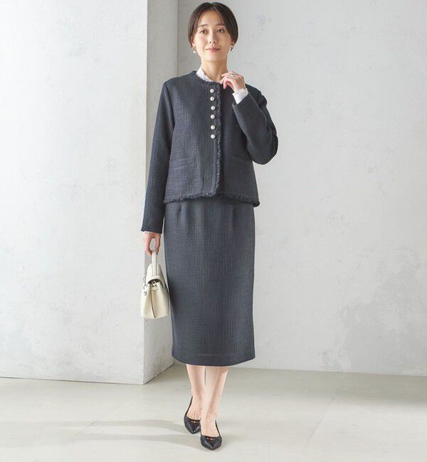 SHIPS for women「〈セレモニー対応可〉スラブ ツイード ノーカラー ジャケット（セットアップ対応）」|ノーカラージャケット|