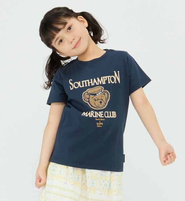 SHIPS Colors 「SHIPS Colors:TeddyBear(R) プリント&ステッチ TEE(80~150cm)◇」|Tシャツ・カットソー|ネイビー