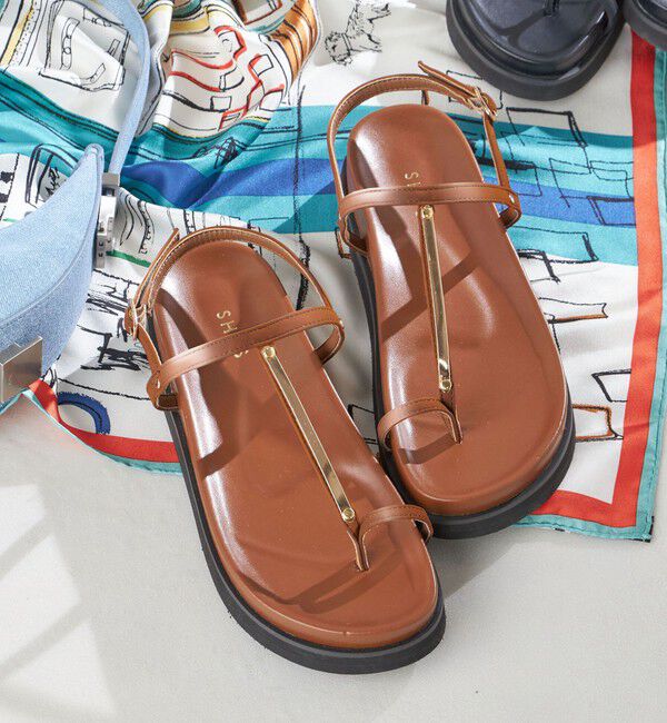 SHIPS for women「Tストラップ サンダル」|サンダル|キャメル