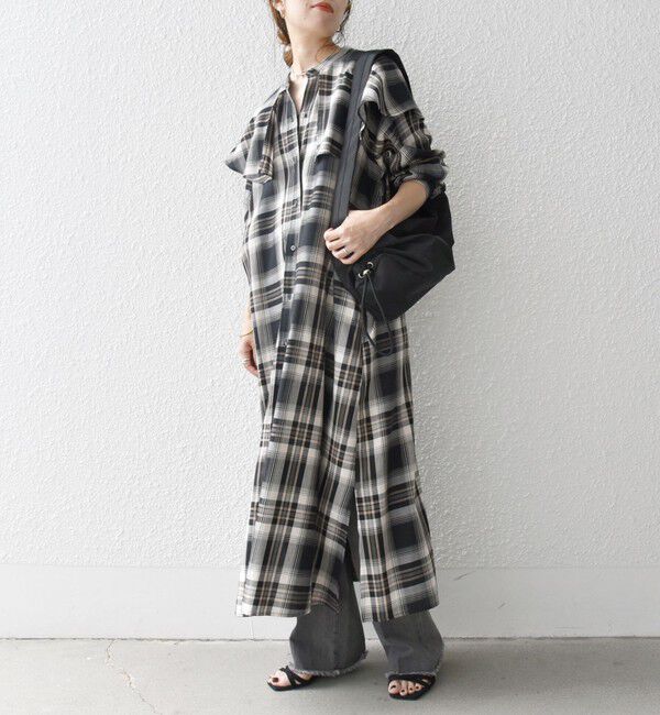 SHIPS any「SHIPS any:〈洗濯機可能〉ペール チェック ヨーク フリル ワンピース」|ワンピース|