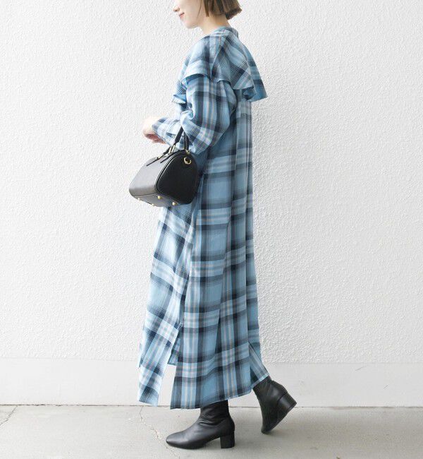 SHIPS any「SHIPS any:〈洗濯機可能〉ペール チェック ヨーク フリル ワンピース」|ワンピース|